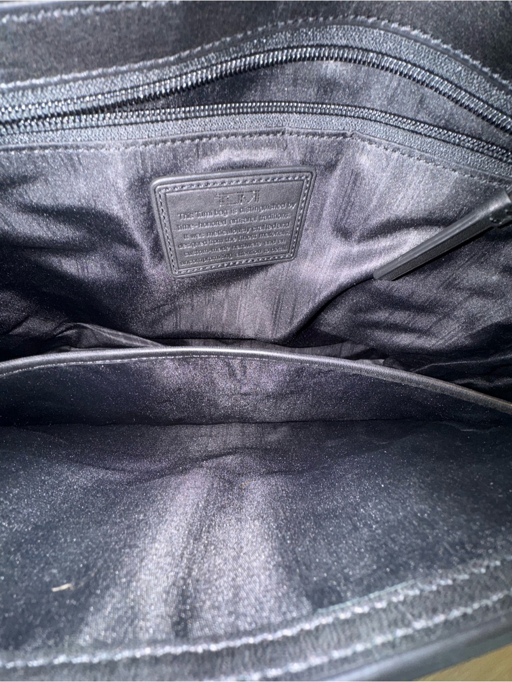 TUMI Black Leather Messenger Bag - Picture 10 of 16